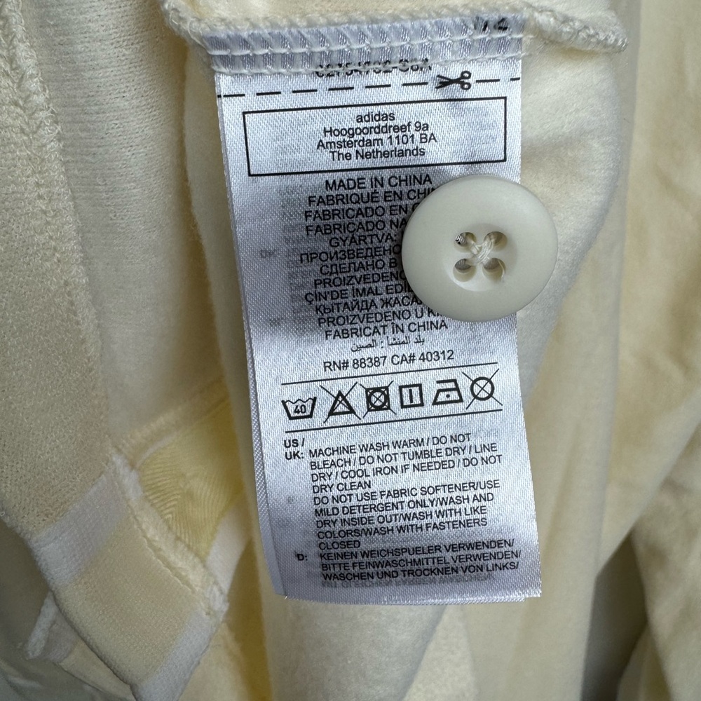 Adidas Originals Butter Yellow Terry Cloth Cardigan XL NEW - Picture 8 of 10